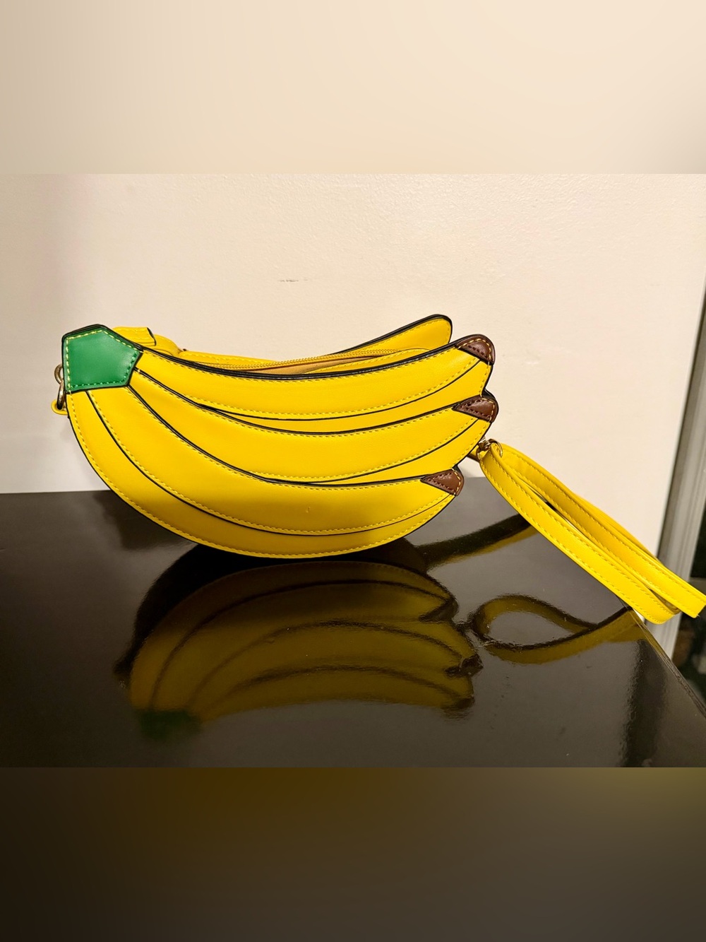 Bright Yellow Banana-Shaped Crossbody Wristlet